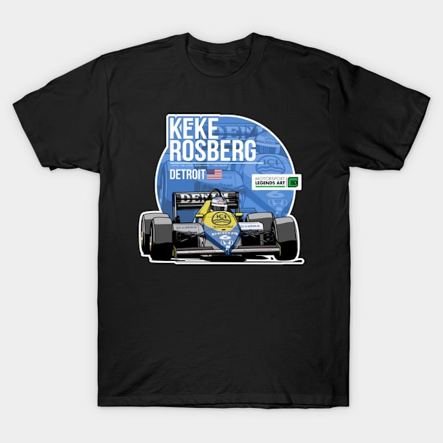 Keke Rosberg 1985 Detroit T-Shirt by stevenmsparks